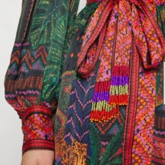 FARM RIO FOREST TAPESTRY WRAP MINI DRESS  XS - Picture 2 of 4